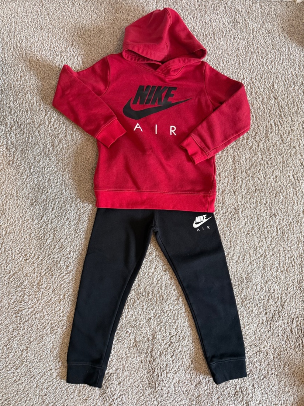 Nike Kids Red Hoodie and Black Joggers Matching Set